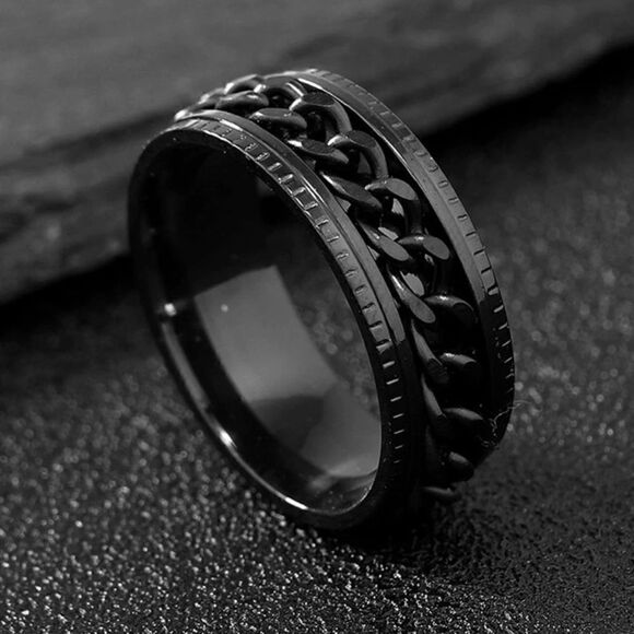 Men’s size 11 stainless still chain ring black NWT - Picture 2 of 4